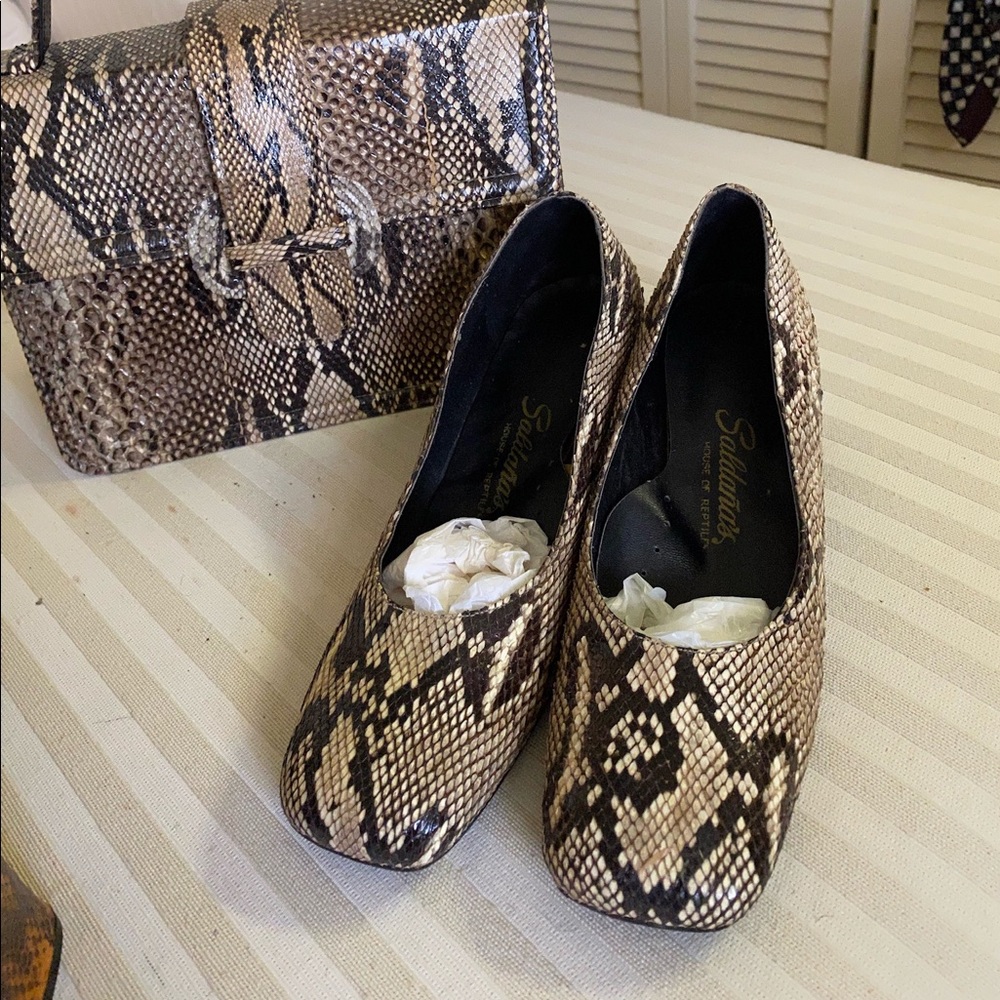 SET- Shoes & purse! Vintage Saldañas authentic snakeskin set in great condition!